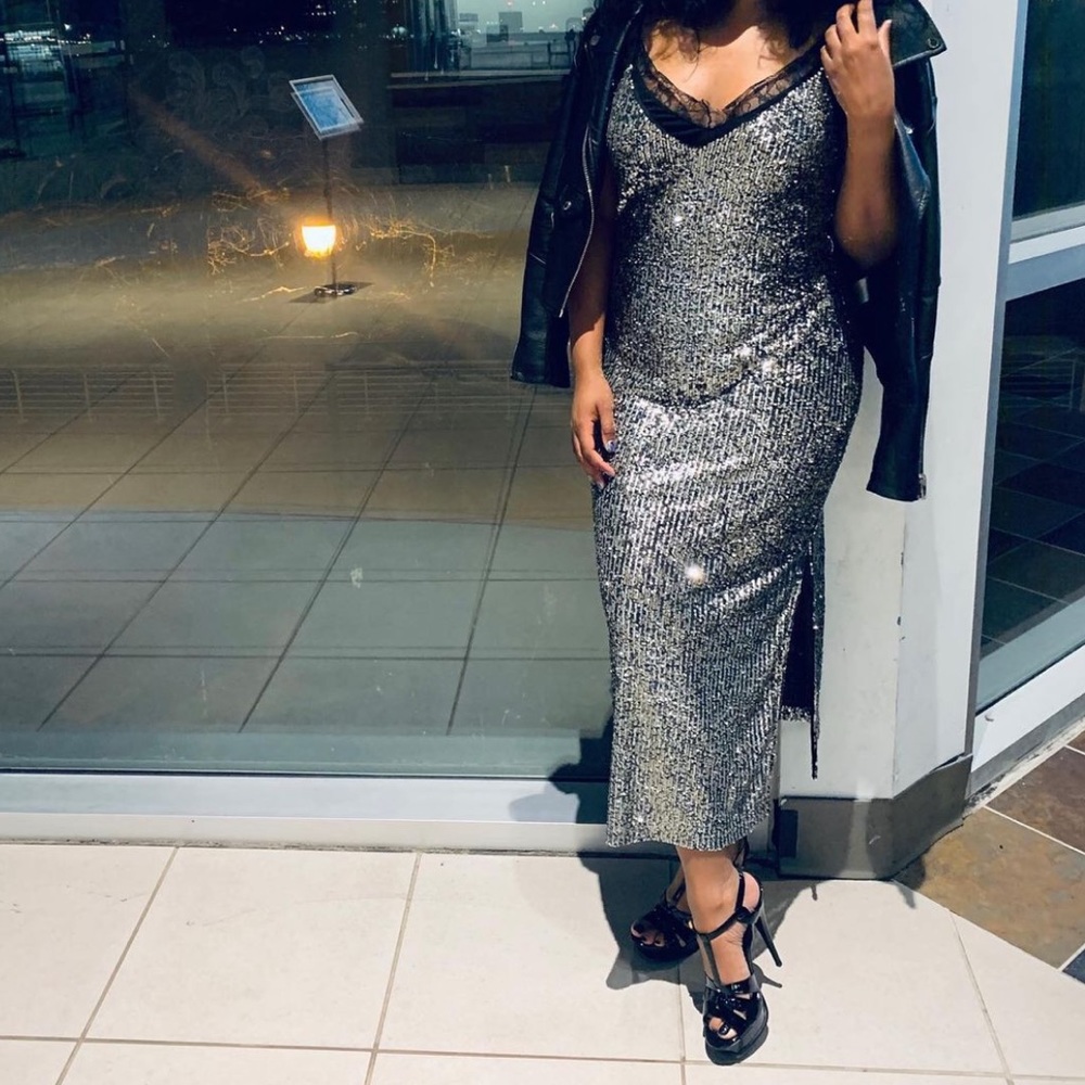 TOPSHOP Sequin Slip Dress